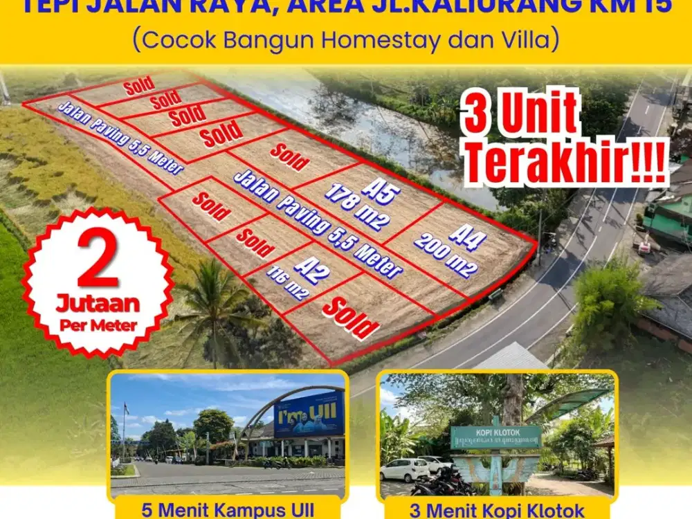 Tanah Tepi Jalan Raya Dekat Kampus UII, Unit Terbatas