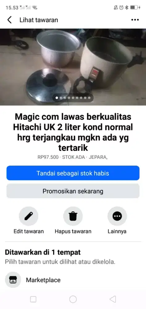 Magic com lawas Hitachi UK 2 liter kond normal hrg murah sj cpt dpt