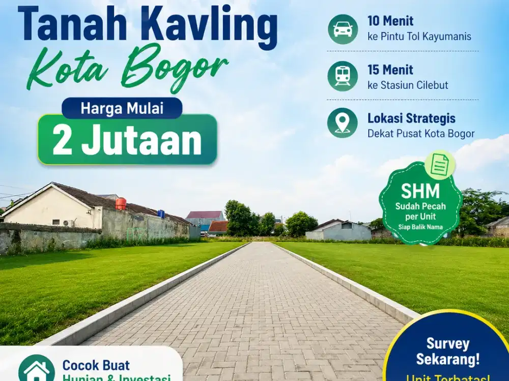 Tanah 2 Jt-an SHM Siap Bangun, 5 Menit Pintu Tol Kayu Manis