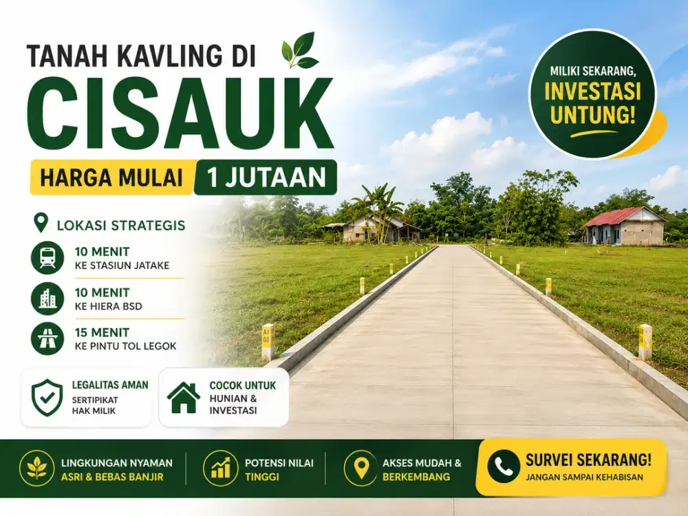 Kavling Tanah 1 Jt-an/m2, SHM Dekat HIERA BSD