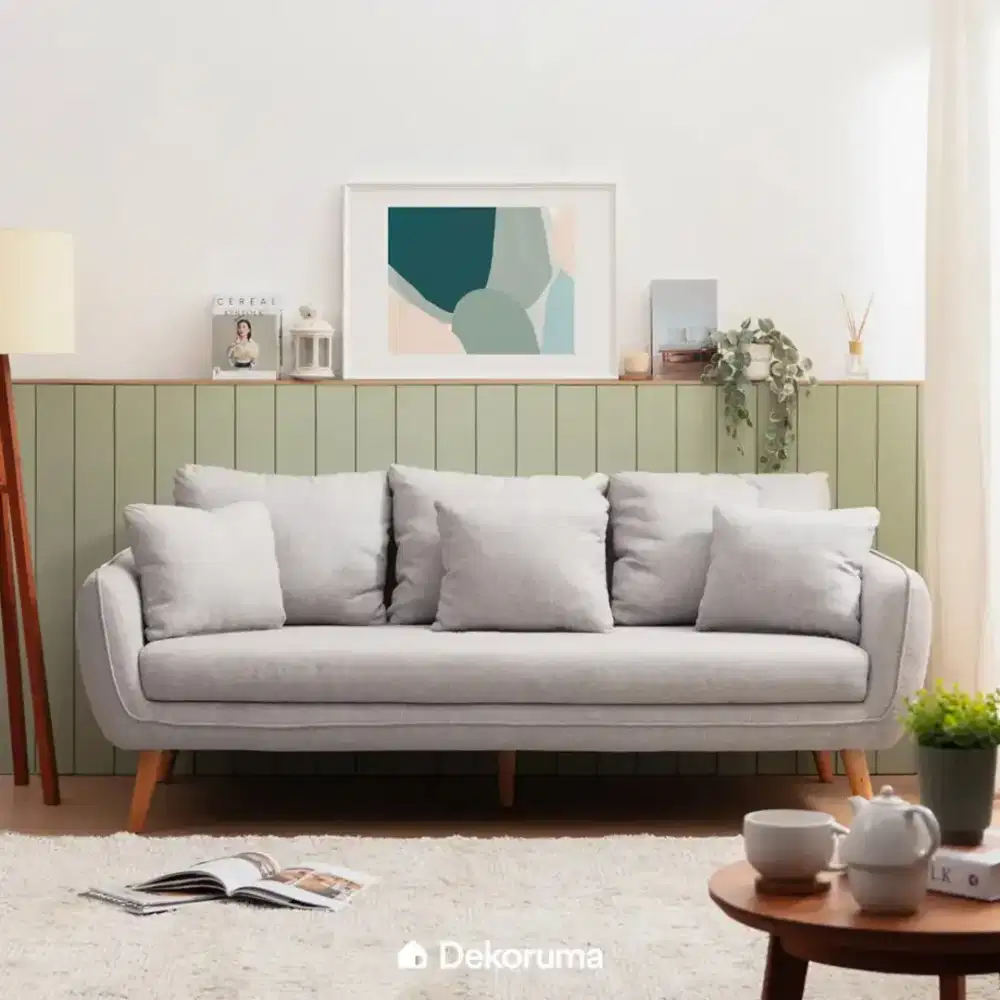 SOFA 3 DUDUKAN Kain Abu-abu Muda