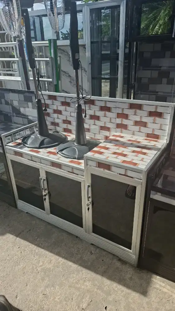 Meja kompor 3 pintu silver