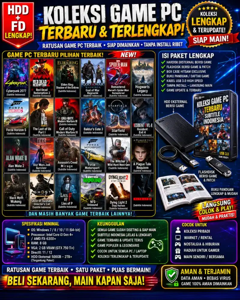 HDD/Flashdisk Isi Koleksi Game PC + Subtitle Indonesia
