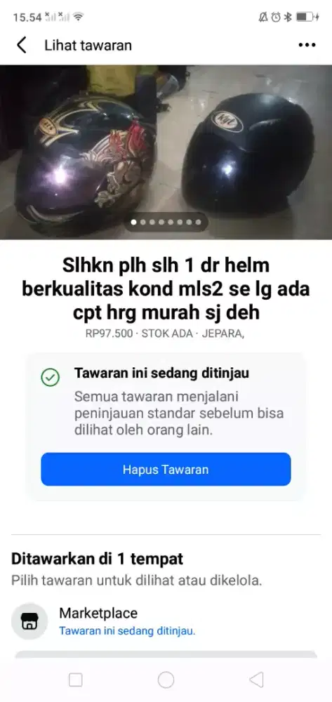 Slhkn plh slh 1 dr helm berkualitas kond bgs MLS bersih hrg murah sj