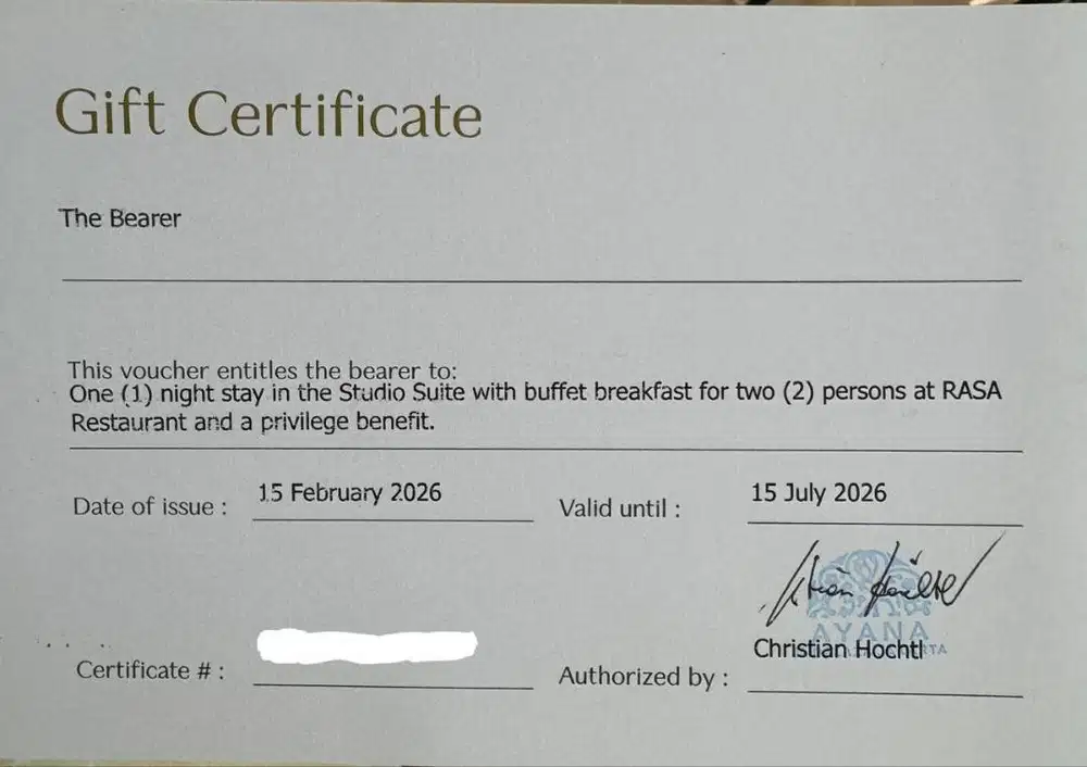 216 Voucher Ayana Midplaza Jakarta (exp 15 Juli 2026)