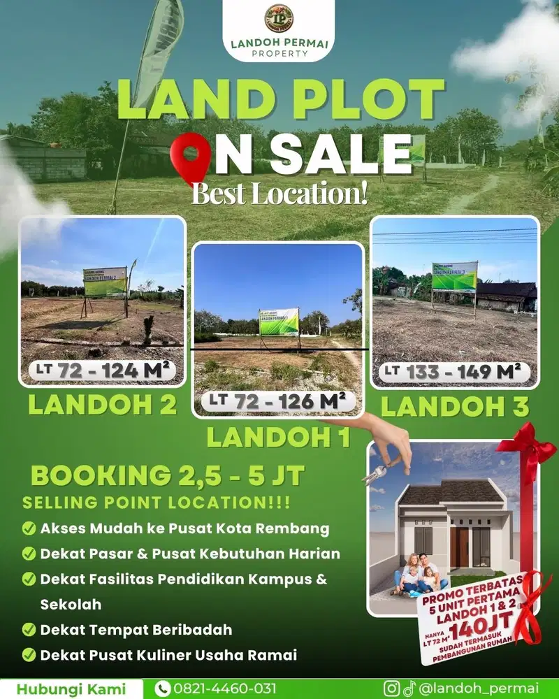 PROMO JUNI CANTIK - KAVLING KOSONG - SIAP BANGUN - LANDOH PERMAI