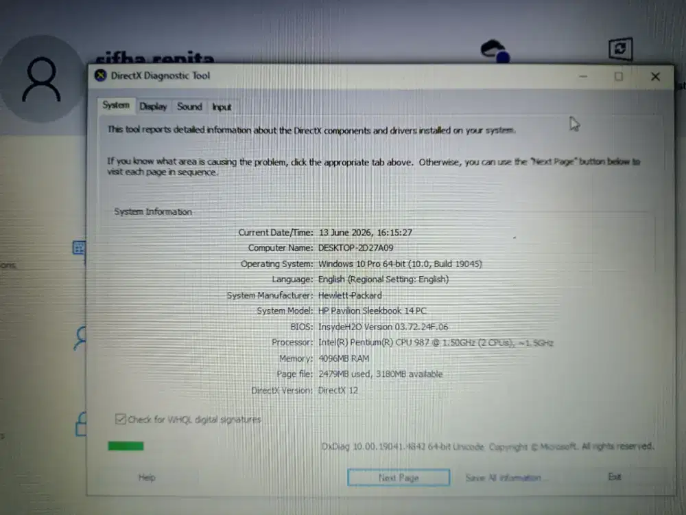 Laptop HP sleekbook 14PC kondisi bekas