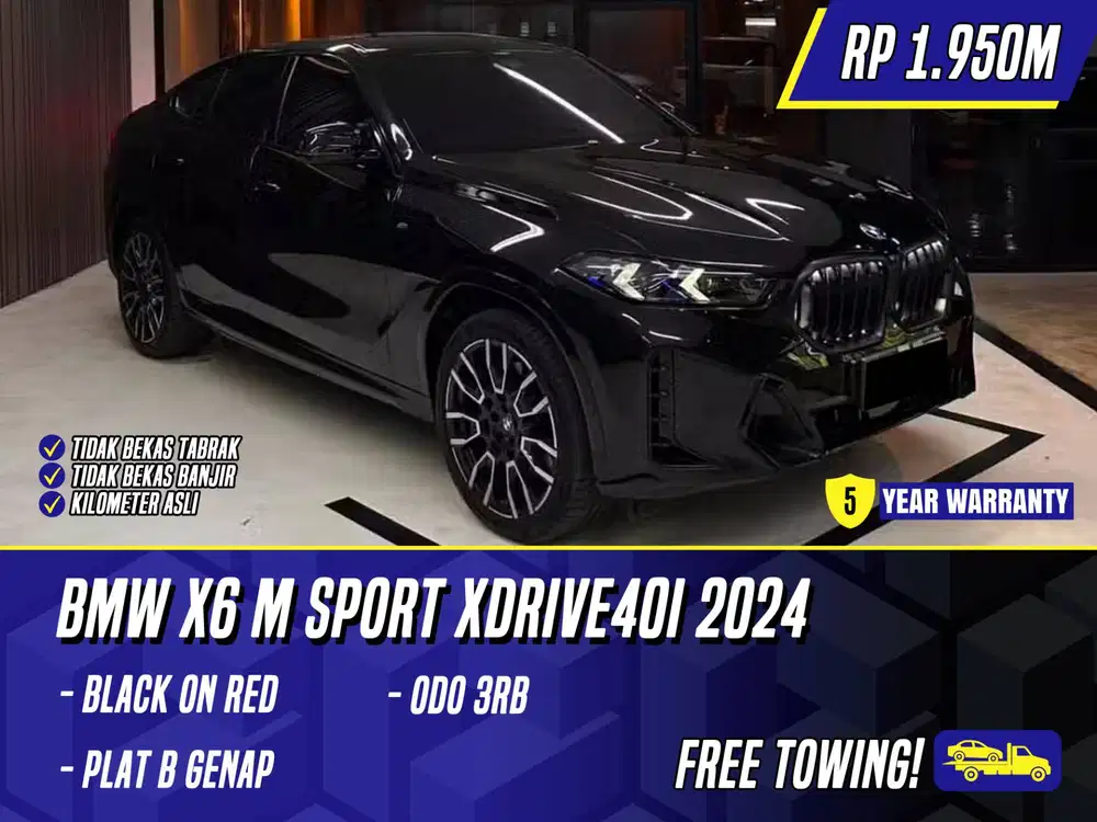 BMW X6 M Sport xDrive40i 2024 Black on Red Hitam MSport xDrive X 6