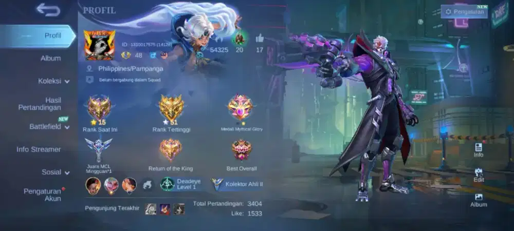 jual akun mobile legends recall tas tas