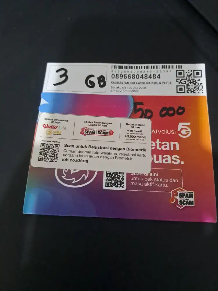 NOMOR CANTIK KARTU PERDANA 3 BONUS 3 GB