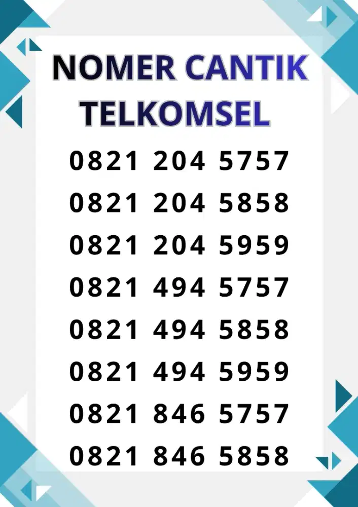 Nomer cantik Telkomsel 11 digit , harga terjangkau