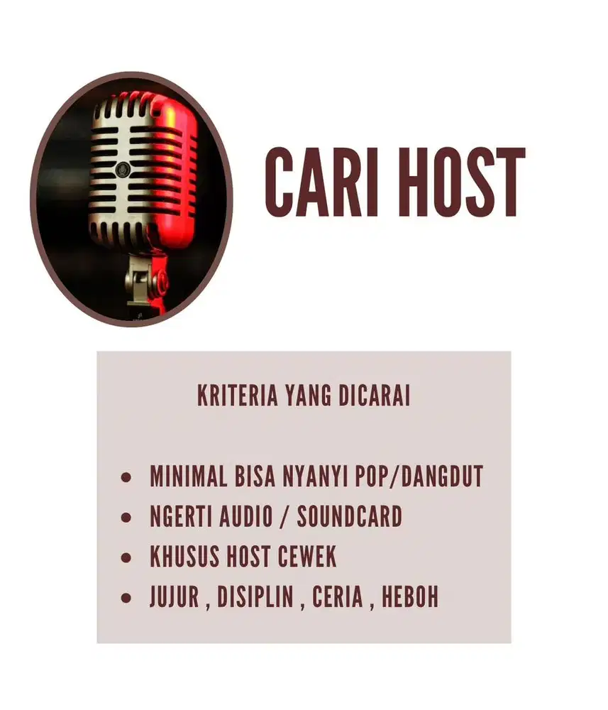 LOKER HOST BISA NYANYI