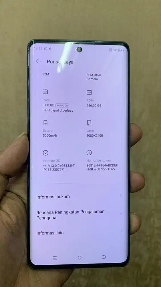Itel s23+   Ram 8+8GB Rom 256GB mulus