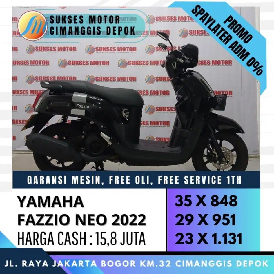 FAZZIO NEO 2022 CASH KREDIT DP 800 CICILAN RINGAN [SUKSES MOTOR]