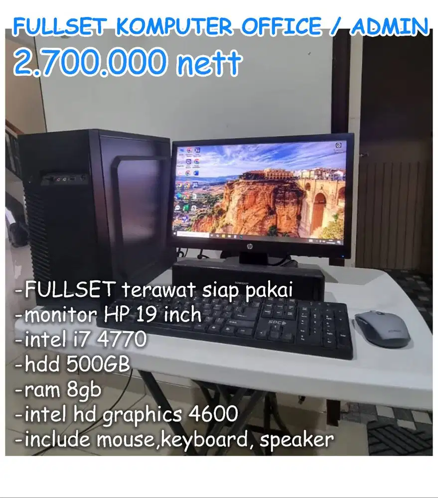 FULLSET KOMPUTER PC INTEL i7 4770 RAM 8 HDD 500 SIAP PAKAI