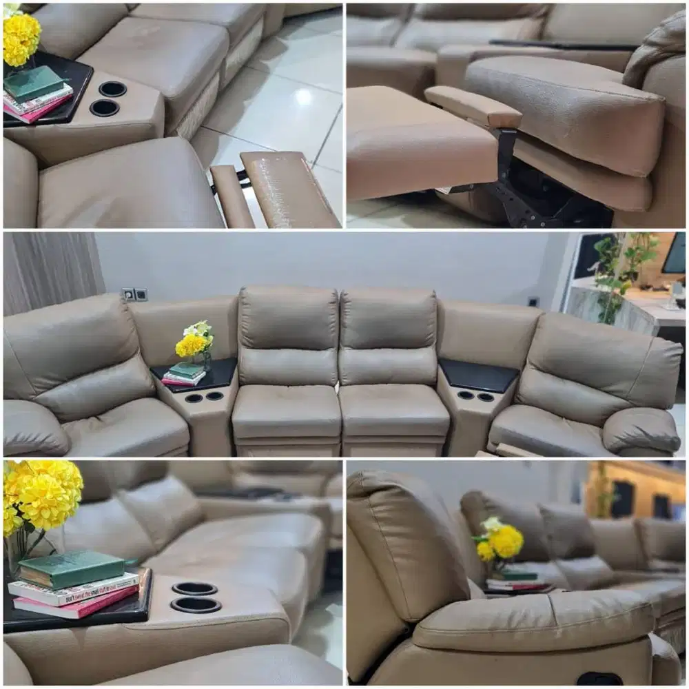 DIJUAL SOFA 4 SETAER BISA RECLYNING SEMUA + 2 MEJA KECIL