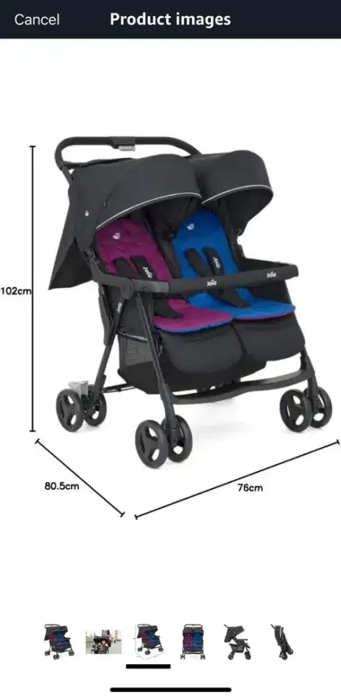 Kereta dorong anak kembar merk Joei