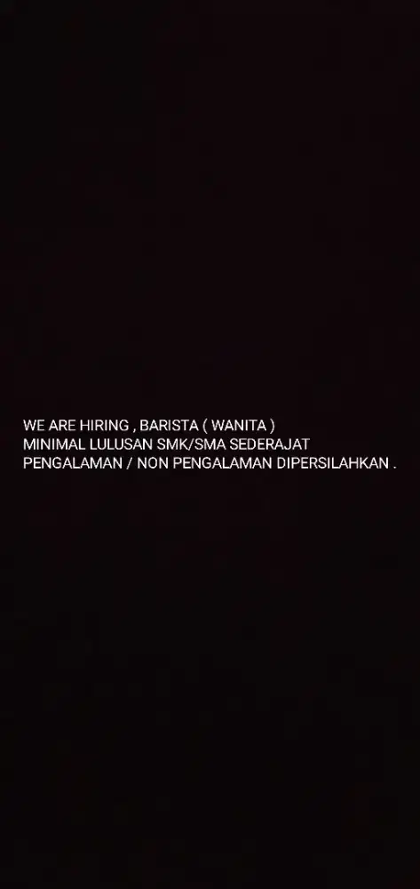 BARISTA ( WANITA )