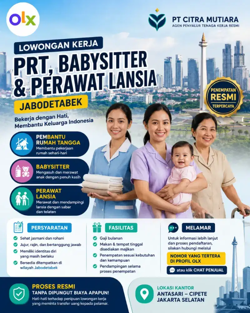 LOWONGAN KERJA PRT & BABYSITTER - TANPA IJAZAH, TANPA BIAYA