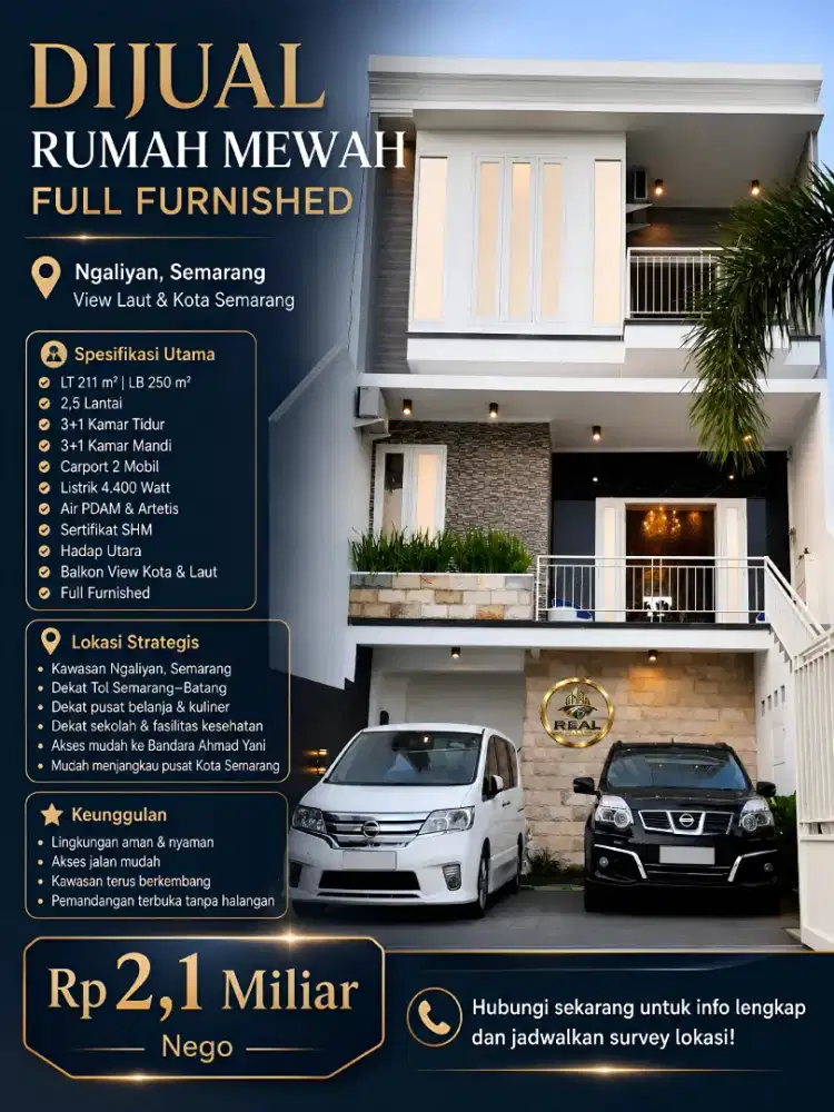 Dijual RUMAH MEWAH FULL FURNISHED DI NGALIAN SEMARANG BARAT