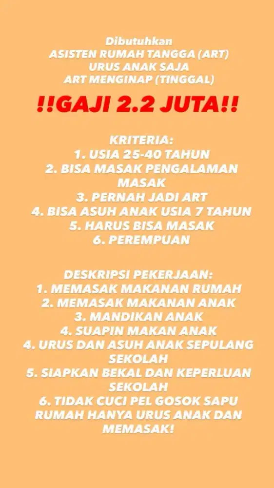 Lowongan kerja ART