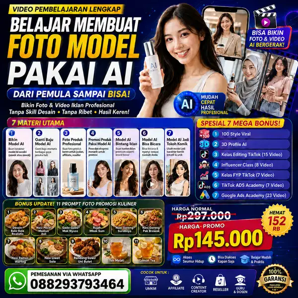 [ Super Premium ] Video Pembelajaran Membuat Foto Model Pakai AI