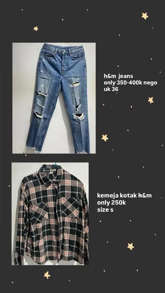 celana merk b&m dan kemeja