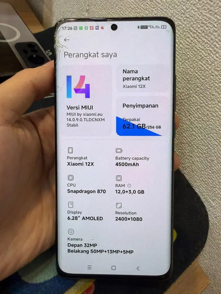 Xiaomi 12X ram 12/256gb