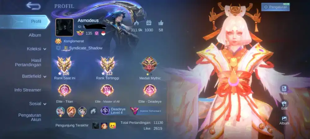 Akun ML mantan imo wr bagus