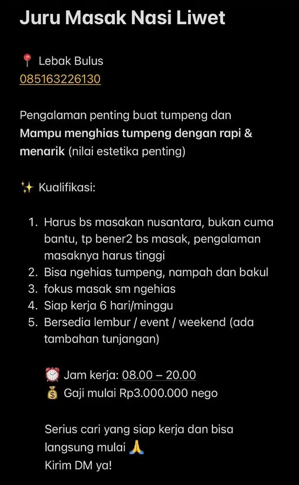 juru masak nasi liwet dan hias tumpeng
