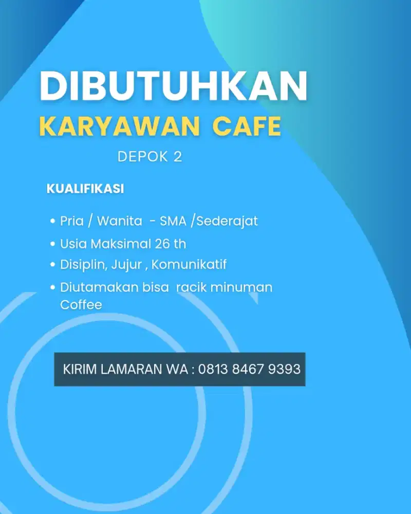 Dibutuhkan karyawan Donat - Cafe