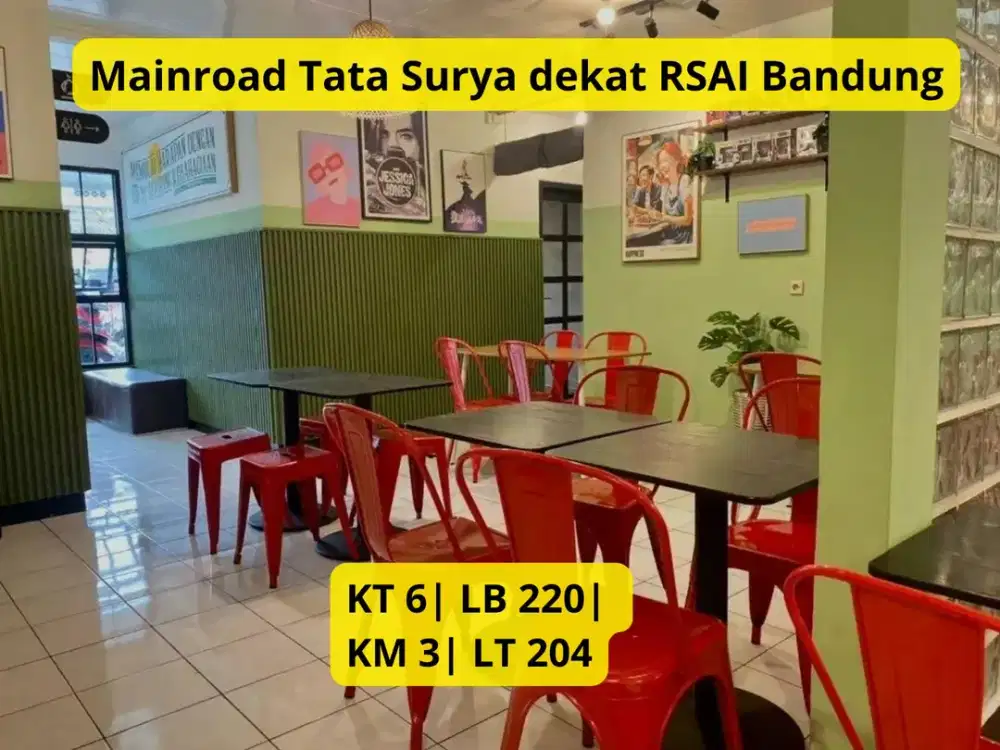 Dijual Ruko Full Furnished Ex Café di Main Road Tata Surya Bandung LT 204 m² | LB 220 m² | SHM + IMB |
