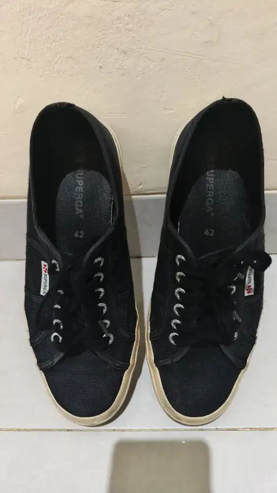 Preloved Sepatu Superga 2750 Cotu Classic Black Masih Bagus