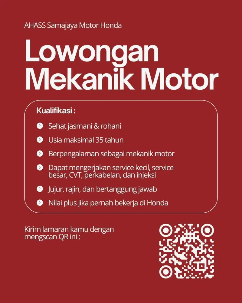 Mekanik Motor Honda Berpengalaman