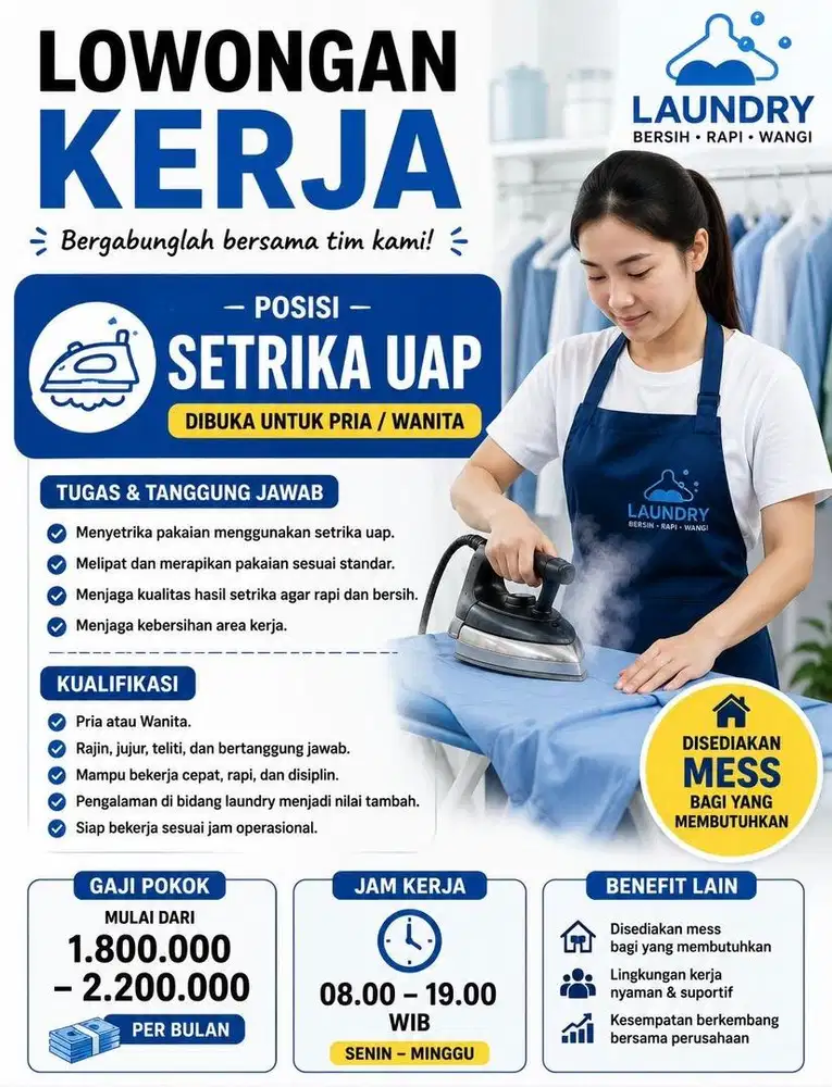 LOWONGAN KERJA – STAFF SETRIKA UAP