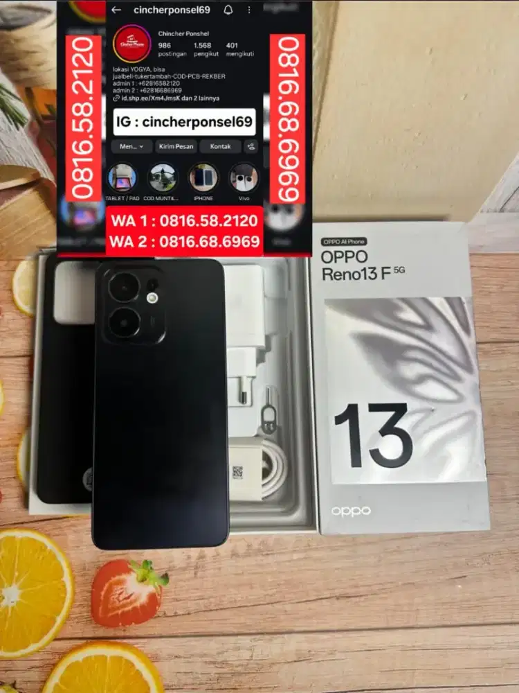 Jual hp LIKENEW oppo reno 13f 5g 8/256 istimewa siap pakai
