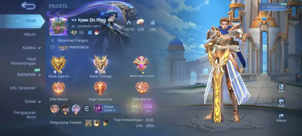 jual akun mobile legends ex imo