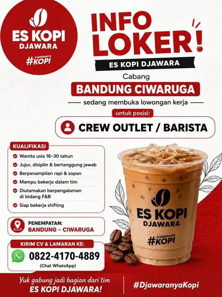 Lowongan crew outlet barista djawara kopi