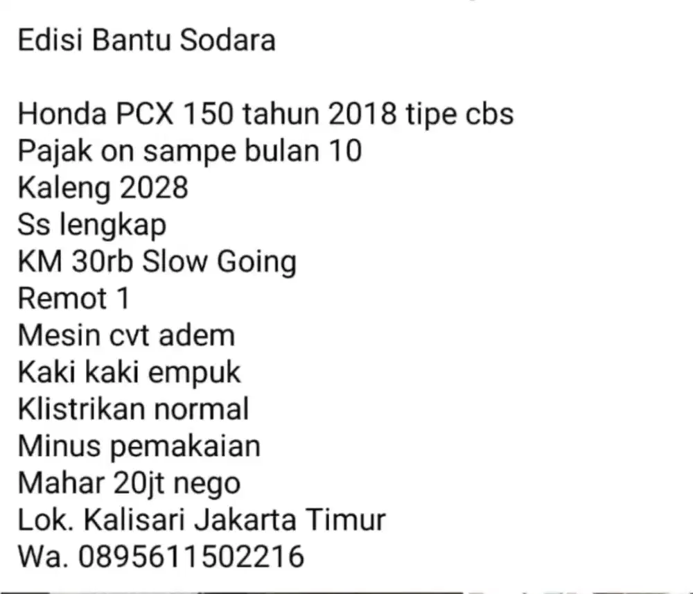Pcx 150 cbs 2018