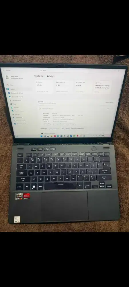Leptop ROG STRIX / Ryzen 7 6800H with Ram 16GB SSD 512GB