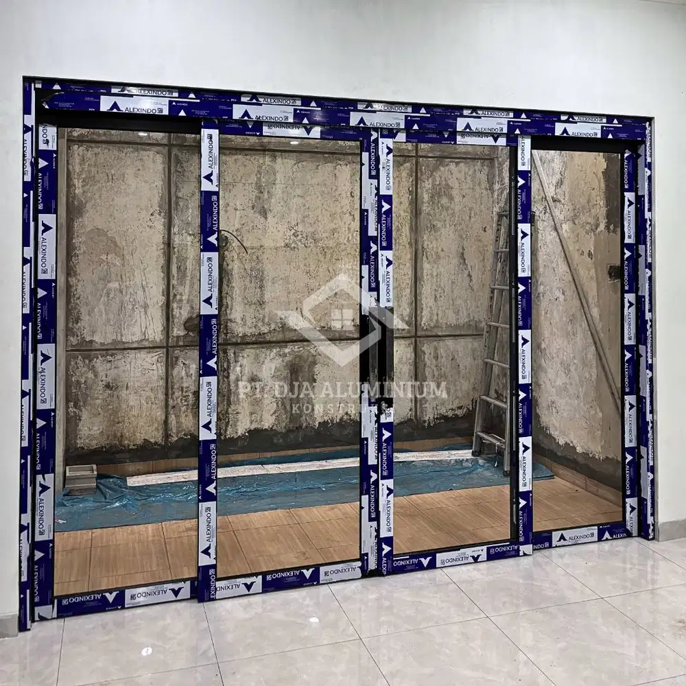 Pintu Sliding Swing Aluminium Hitam Alexindo Minimalis
