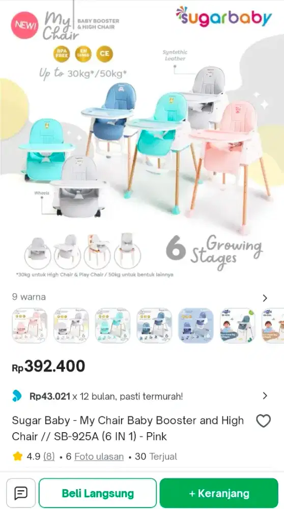 PreLove Baby Chair SugarBaby baru beberapa kali pakai