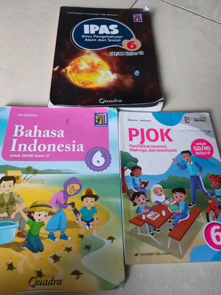 Buku BI, PJOK, IPAS kelas 6SD.