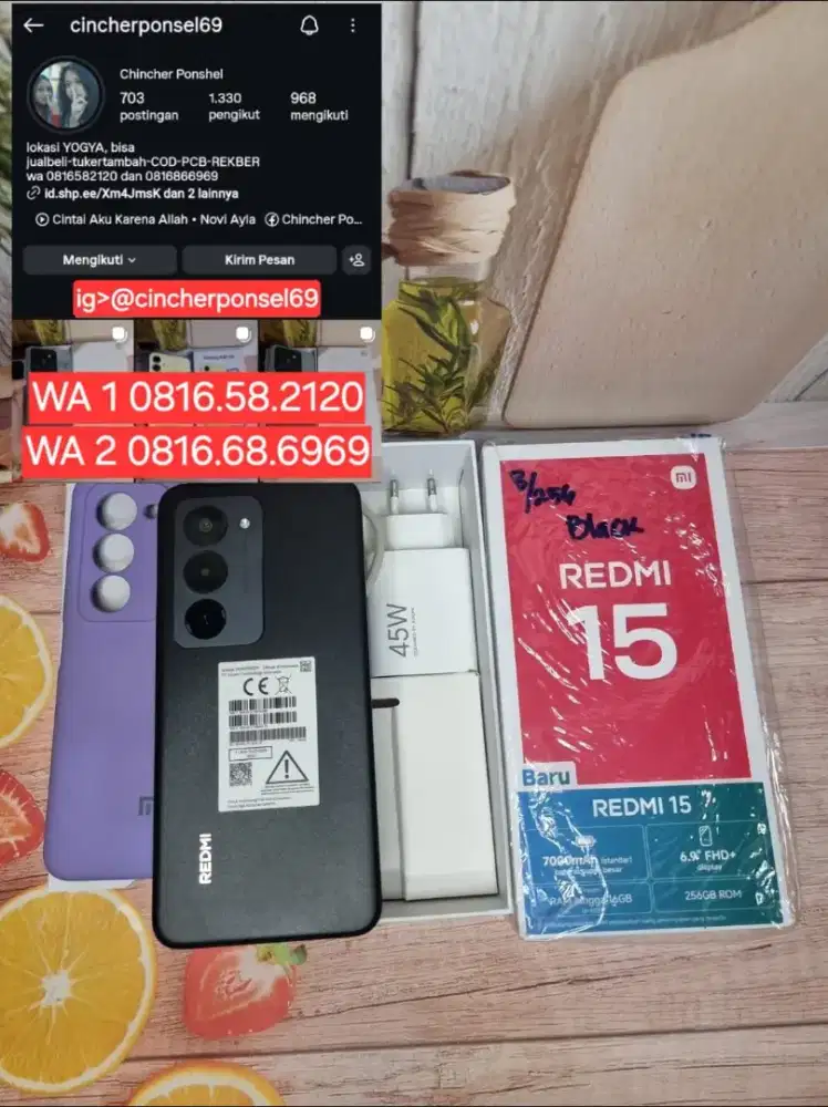Jual HP likeNEW redmi 15 8/256 istimewa garansi sampai maret 2027