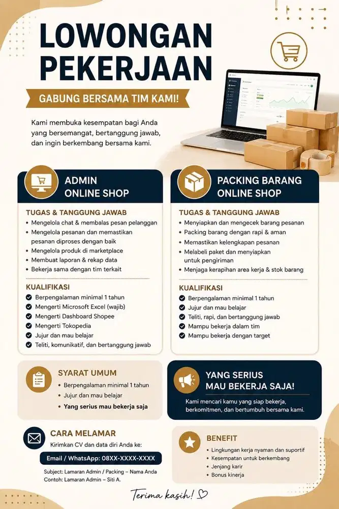 Lowongan untuk admin