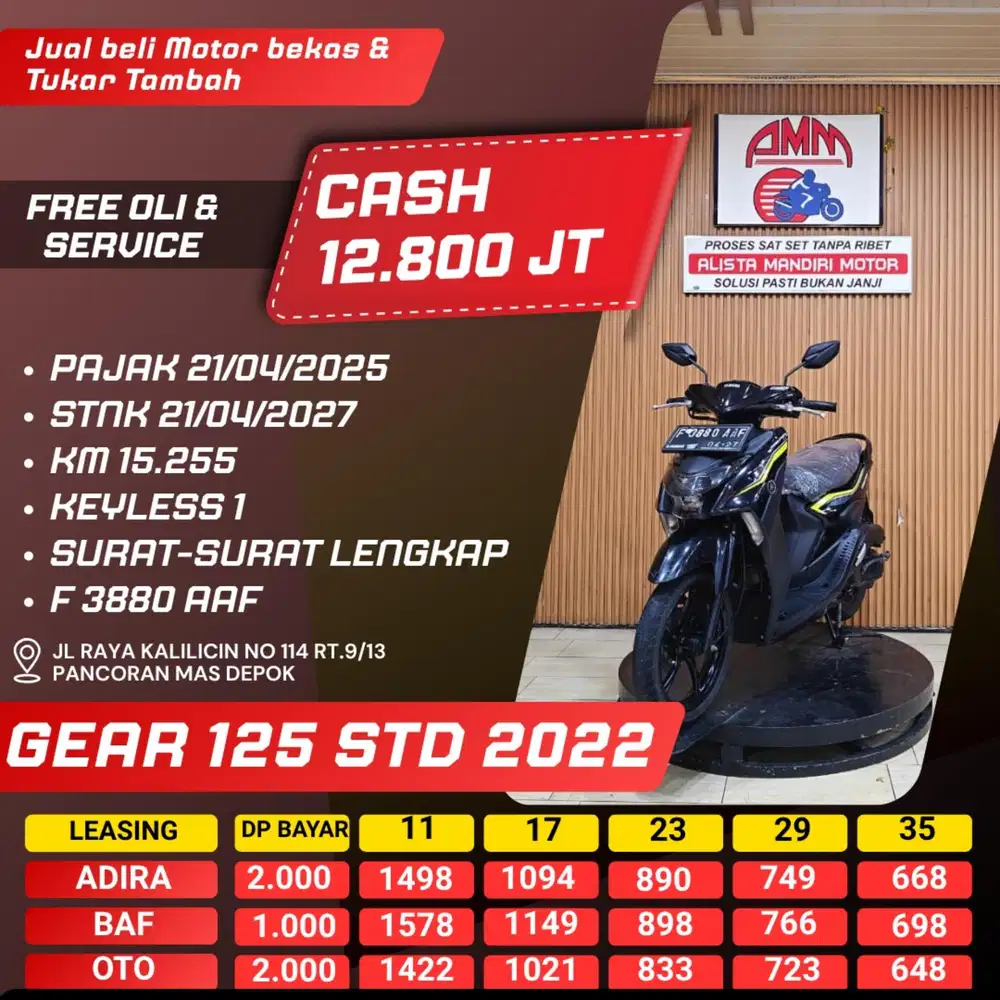 GEAR 125 STANDAR 2022 DP 1 JUTA CASH / KREDIT ALISTA