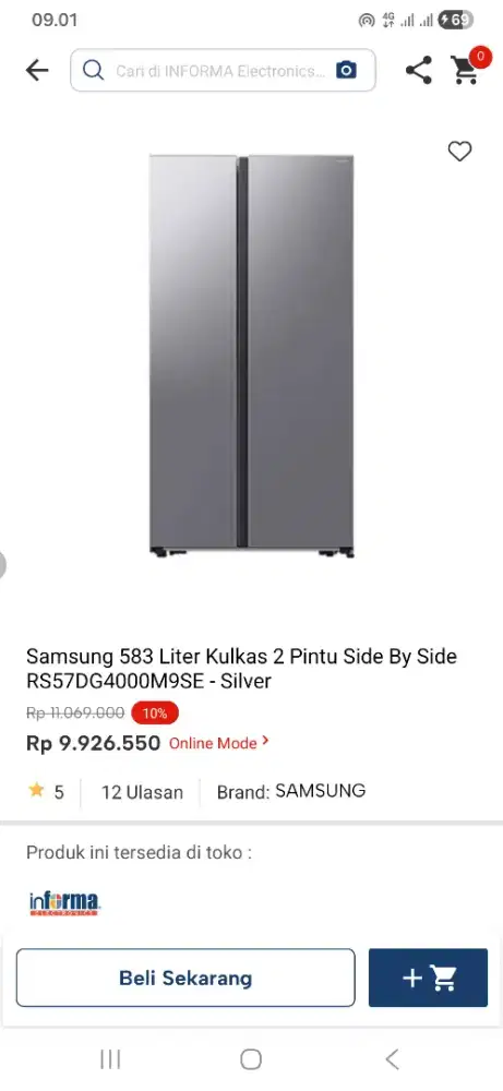 Samsung 583 liter kulkas 2 pintu rs57dg4000