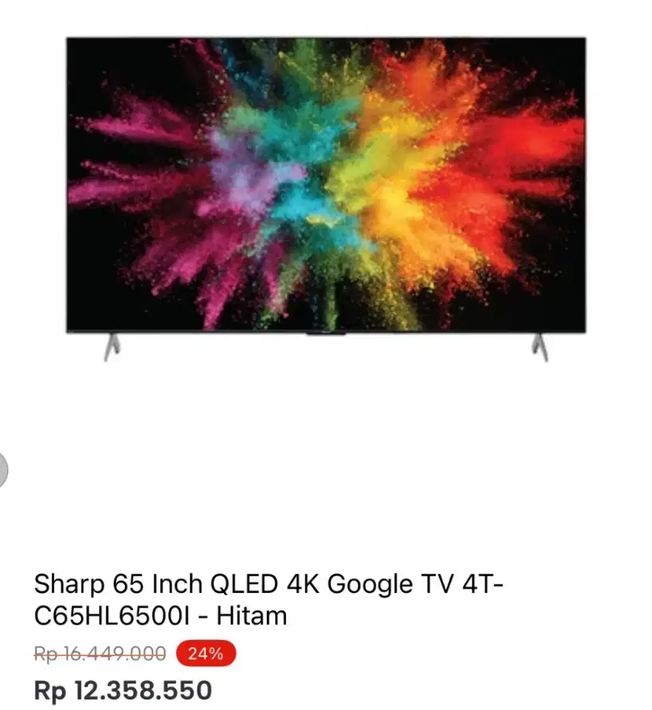 SHARP 65 INCH QLED 4K GOOGLE TV 4T-C65HL6500I