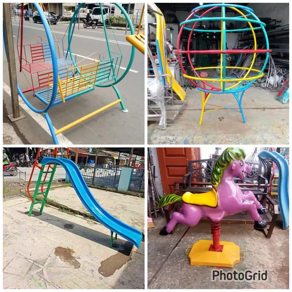 Perosotan, ayunan, jungkat jungkit, playground, mainan anak, kuda kuda