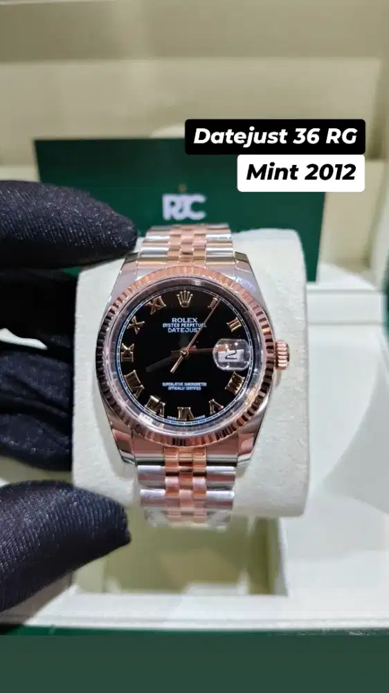 Jam tangan Rolex Datejust 36 Pink Roman Twotone Rosegold